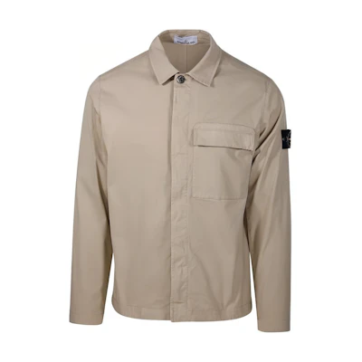 Stone Island Light Brown Single-Breasted Jacket with Side Logo Badge 801510710-V0095