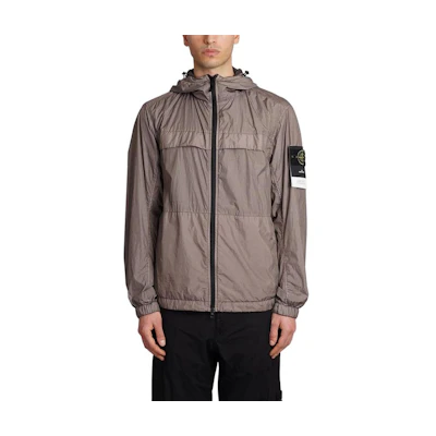 Stone Island Light Brown Solid Logo Badge Zip-Up Hoodie Jacket 801540922-V0092