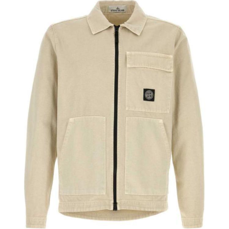 Stone Island Light Brown Zip-Up Collared Jacket 811511501-V0197