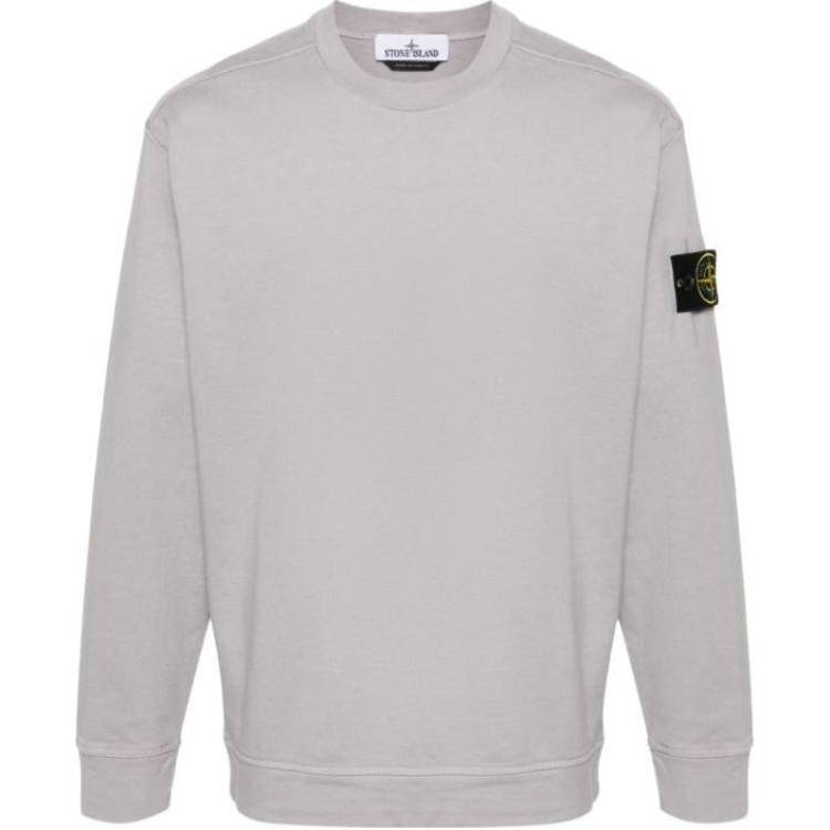 Stone Island Light Gray Crewneck Logo Sweatshirt Men 801563750-V0064