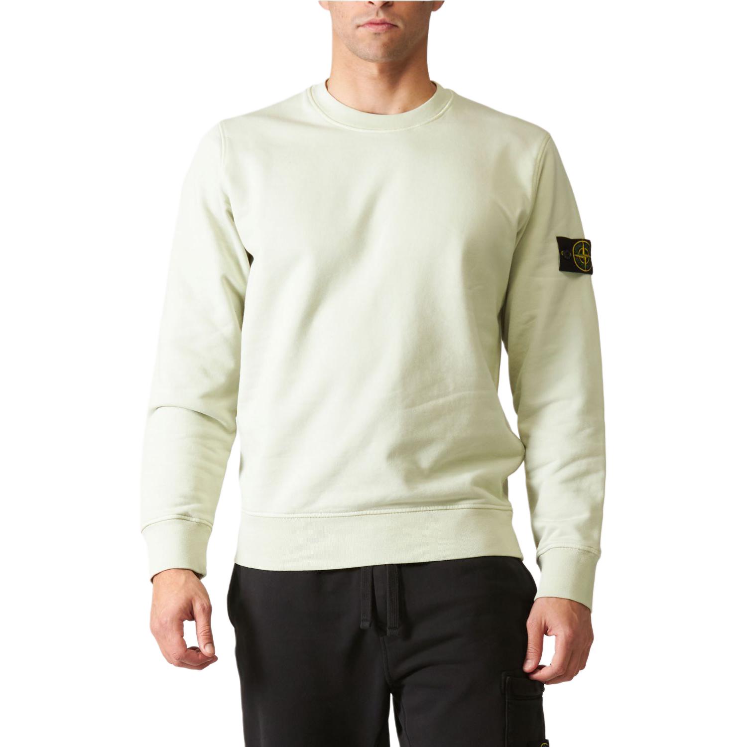 Stone Island Light Green Casual Crewneck Logo Long Sleeve Sweatshirt 801563051-V0051