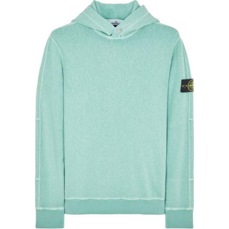 Stone Island Light Green Pullover Hoodie with Logo 801565860-V0152