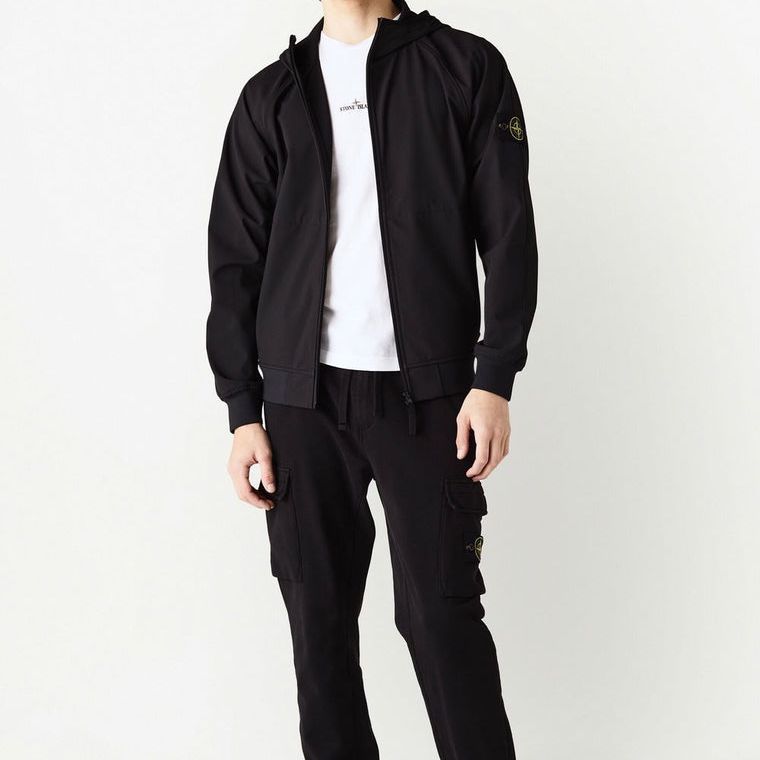 Details for Stone Island 防風防水透氣黑色輕型軟殼外套 781540927-V0029