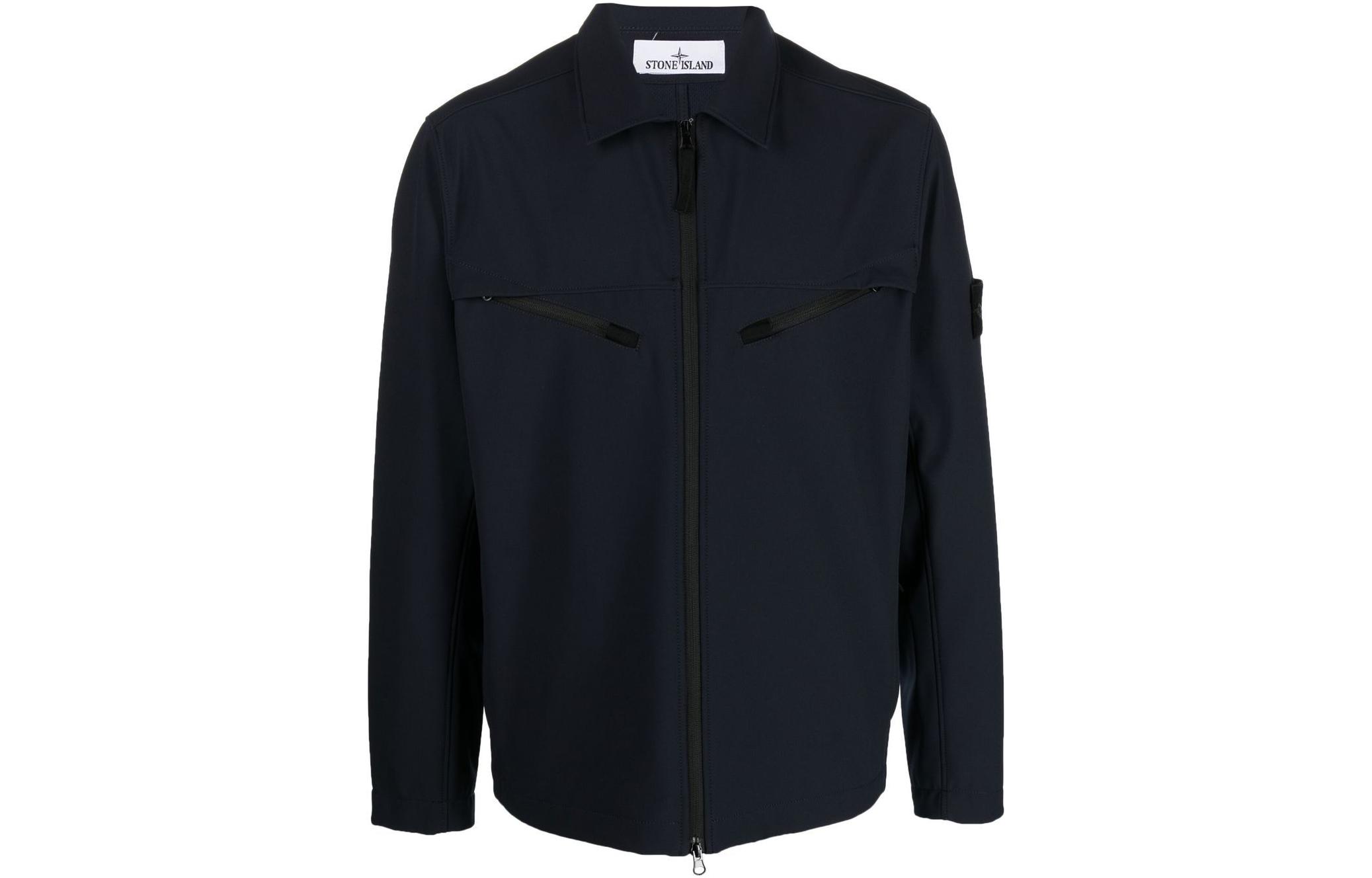 Stone Island Light Soft Shell-R Jacket Navy Blue - Windproof, Waterproof & Logo Patch 781541027-V0020