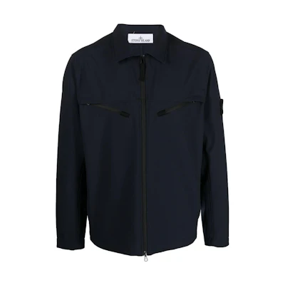 Stone Island Light Soft Shell-R Jacket Navy Blue - Windproof, Waterproof & Logo Patch 781541027-V0020