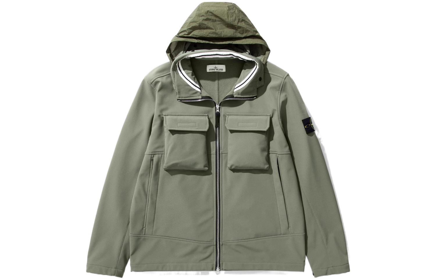 Stone Island Light Soft Shell-R Jacket Sage Green Windproof Waterproof Coat 7515Q0222-V0055