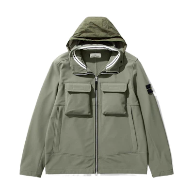 Stone Island Light Soft Shell-R Jacket Sage Green Windproof Waterproof Coat 7515Q0222-V0055
