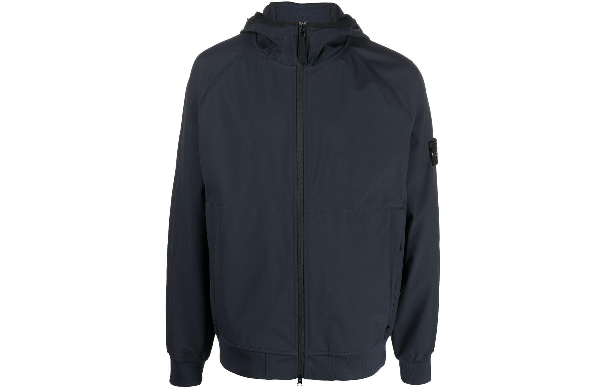 Stone Island Light Soft Shell-R Navy Blue Windproof Waterproof Hooded Jacket Men 781540927-V0020