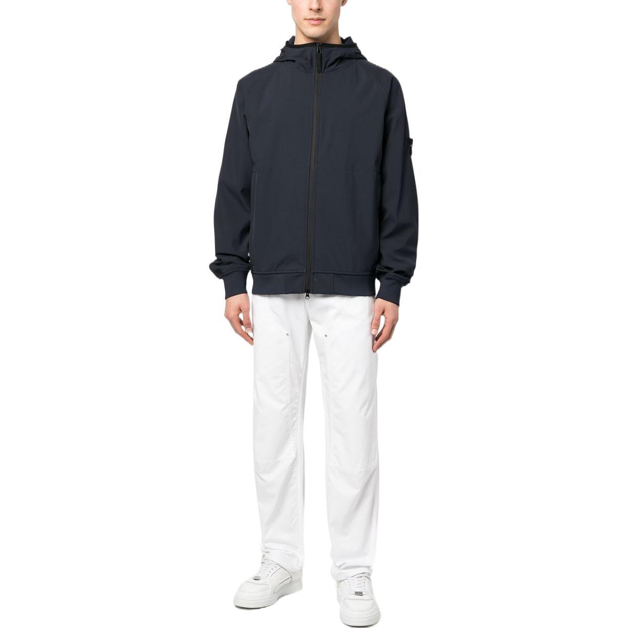 Stone Island Light Soft Shell-R Navy Blue Windproof Waterproof Hooded Jacket Men 781540927-V0020 圖 3