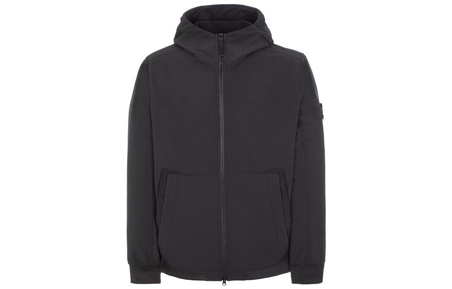 Stone Island Light Soft Shell-R Series Hooded Jacket Black - Windproof & Waterproof. 7715Q0122-V0029