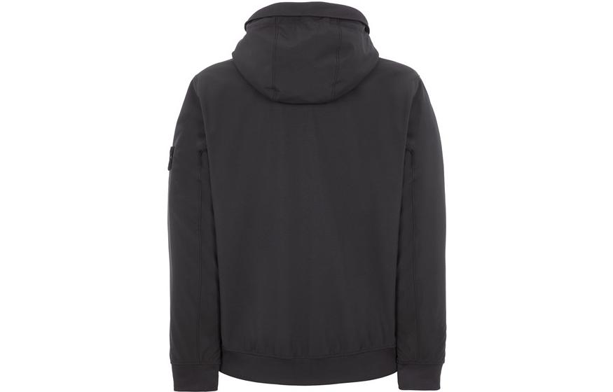 Lookbook Stone Island 輕量軟殼R系列連帽外套 黑色 - 防風防水. 7715Q0122-V0029