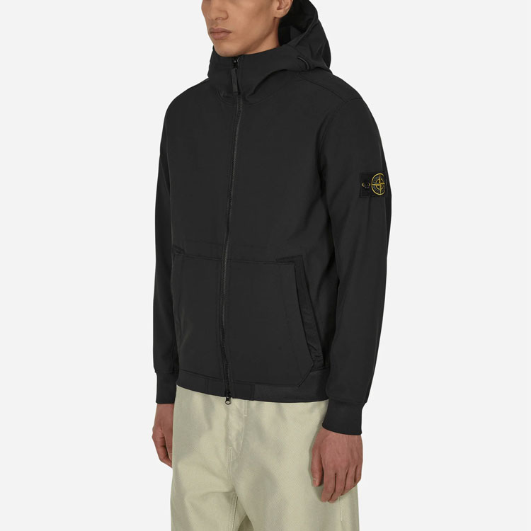 Sizing Stone Island 輕量軟殼R系列連帽外套 黑色 - 防風防水. 7715Q0122-V0029
