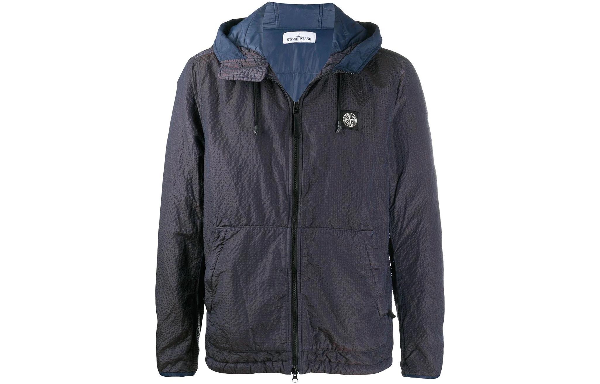 Stone Island Lightweight Logo Hooded Jacket Blue Jacket 731544234-V0028