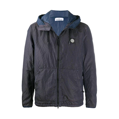 Stone Island Lightweight Logo Hooded Jacket Blue Jacket 731544234-V0028