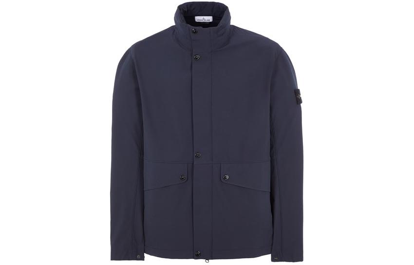 Stone Island Lightweight Softshell Jacket with Logo Patch Navy Blue 801540327-V0020