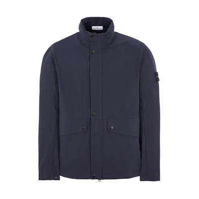 Stone Island Lightweight Softshell Jacket with Logo Patch Navy Blue 801540327-V0020