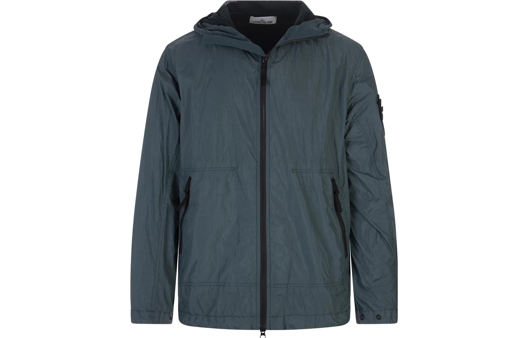 Stone Island Lightweight Waterproof Hooded Jacket Dark Green 781540522-V0053