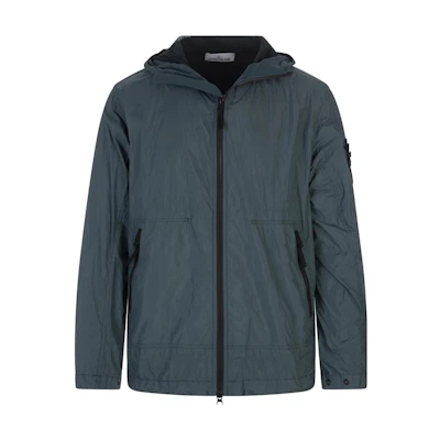 Stone Island Lightweight Waterproof Hooded Jacket Dark Green 781540522-V0053