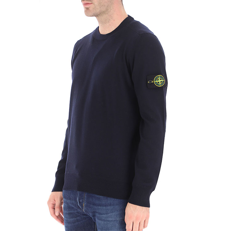 Shop 男士 Stone Island 輕量羊毛圓領毛衣 - 藍色 7315526c4-v0020