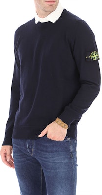 男士 Stone Island 輕量羊毛圓領毛衣 - 藍色 7315526c4-v0020 Details for 男士 Stone Island 輕量羊毛圓領毛衣 - 藍色 7315526c4-v0020