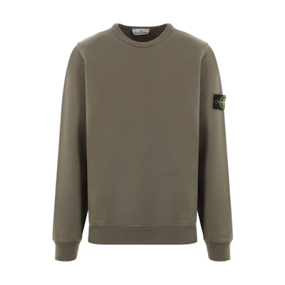 STONE ISLAND Logo Badge Crewneck Pullover Sweatshirt Brown - 811562420-V0075