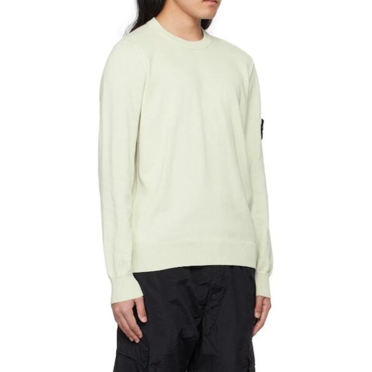 Purchase Stone Island 標誌徽章長袖圓領羅紋上衣 開心果綠 8015540B2-V0051