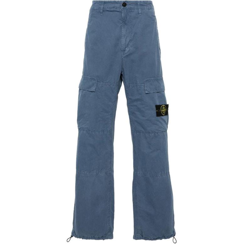 STONE ISLAND Logo Badge High-Waist Loose Fit Cargo Pants Men Deep Blue 8015311WA-V0124