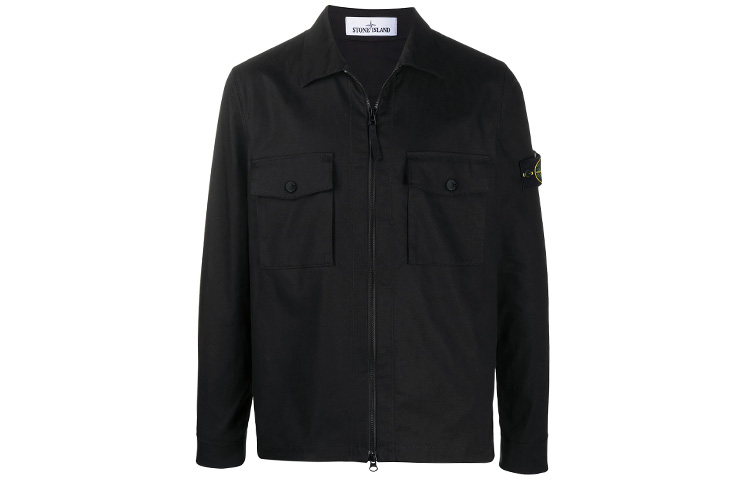 STONE ISLAND Logo Badge Shirt Jacket Men’s Black 721511814-V0029 圖 2