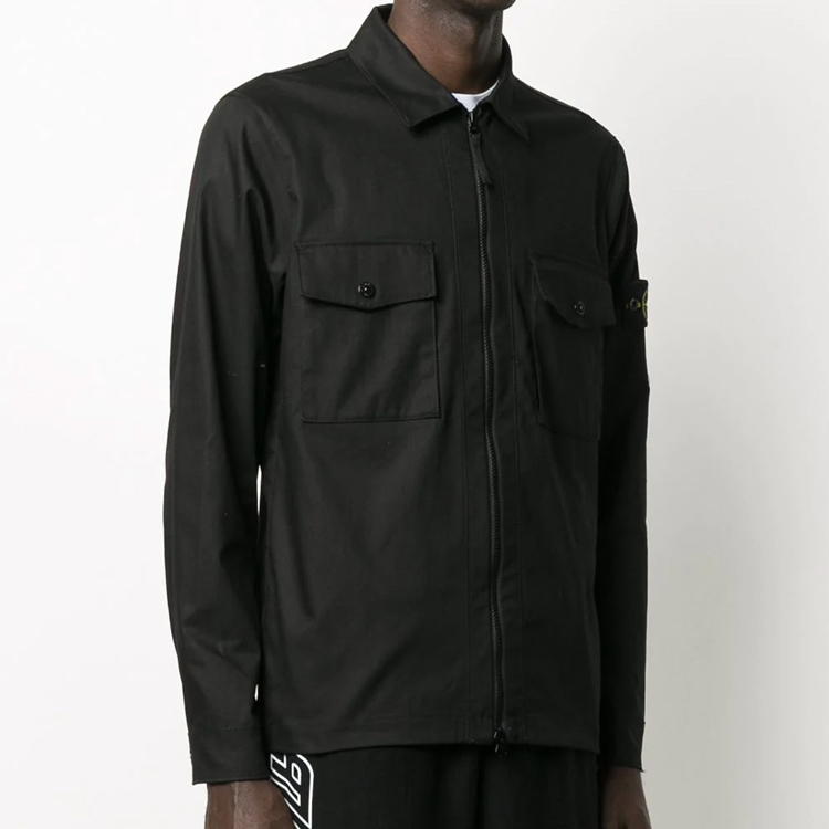 STONE ISLAND Logo Badge Shirt Jacket Men’s Black 721511814-V0029 圖 5