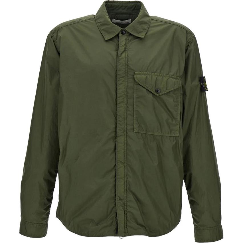 Stone Island Logo Badge Single-Breasted Long-Sleeve Jacket Green 8115Q0123-V0059