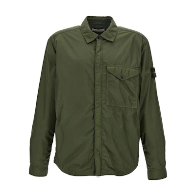 Stone Island Logo Badge Single-Breasted Long-Sleeve Jacket Green 8115Q0123-V0059