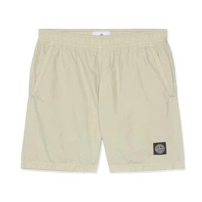 STONE ISLAND Logo Beige Relaxed Fit Casual Shorts Men 8015B0946-V0195