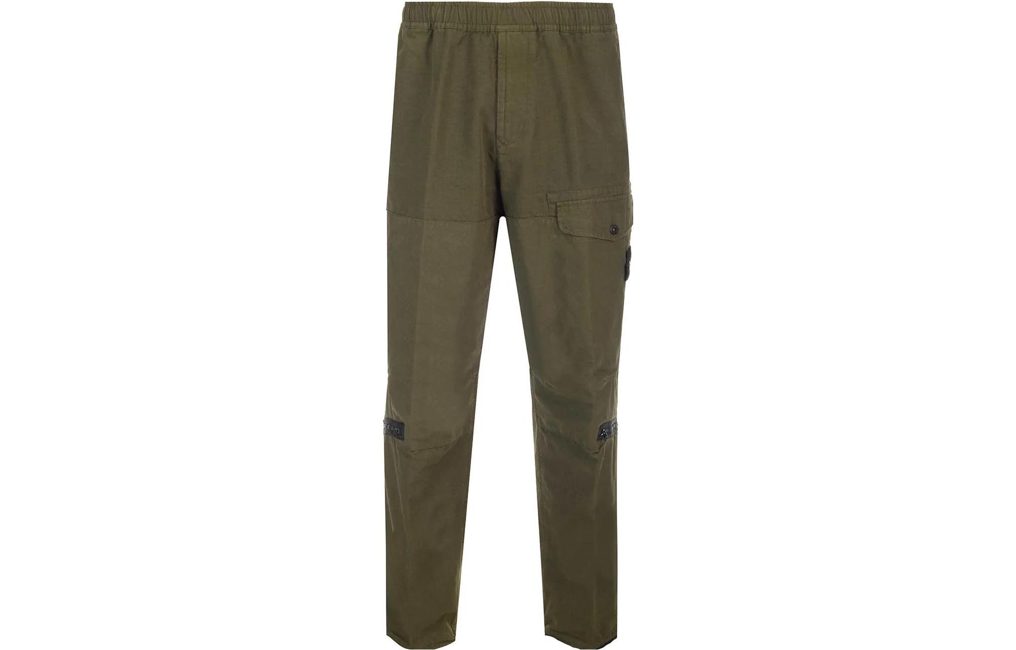 STONE ISLAND Logo Cargo Pants  Elastic Waist - Army Green 791531412-V0058