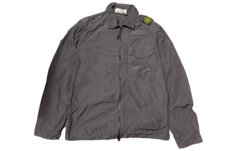 Stone Island Logo Collar Long Sleeve Casual Jacket Black 741510802V0065