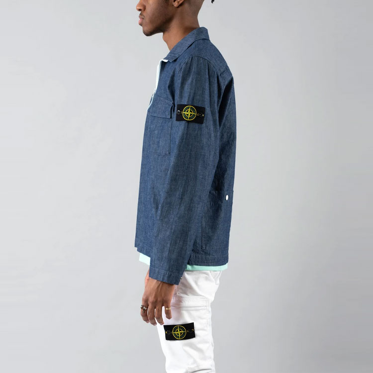 Details for STONE ISLAND 藍色標誌翻領外套 外套. 741511207-WASH