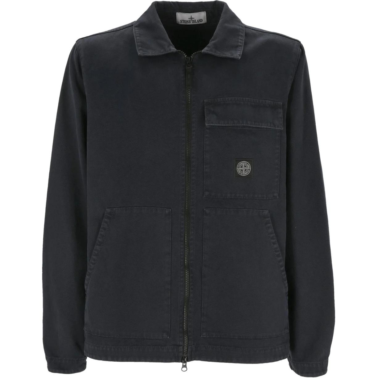 Stone Island Logo Collared Jacket Men’s Black 811511501-V0120