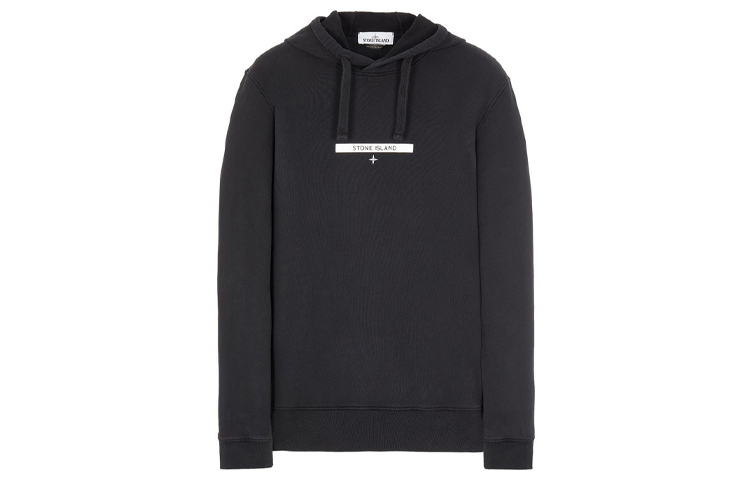 Stone Island Logo Cotton Fleece Pullover Hoodie Long Sleeve 751565685-V0029