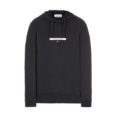 Stone Island Logo Cotton Fleece Pullover Hoodie Long Sleeve 751565685-V0029