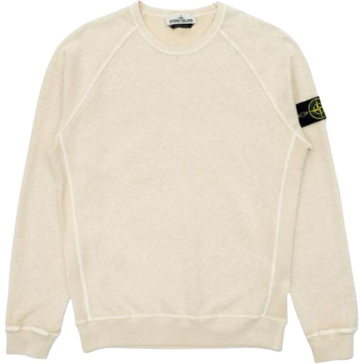 Stone Island Logo Crewneck Beige Long Sleeve Sweatshirt 741566060-V0193