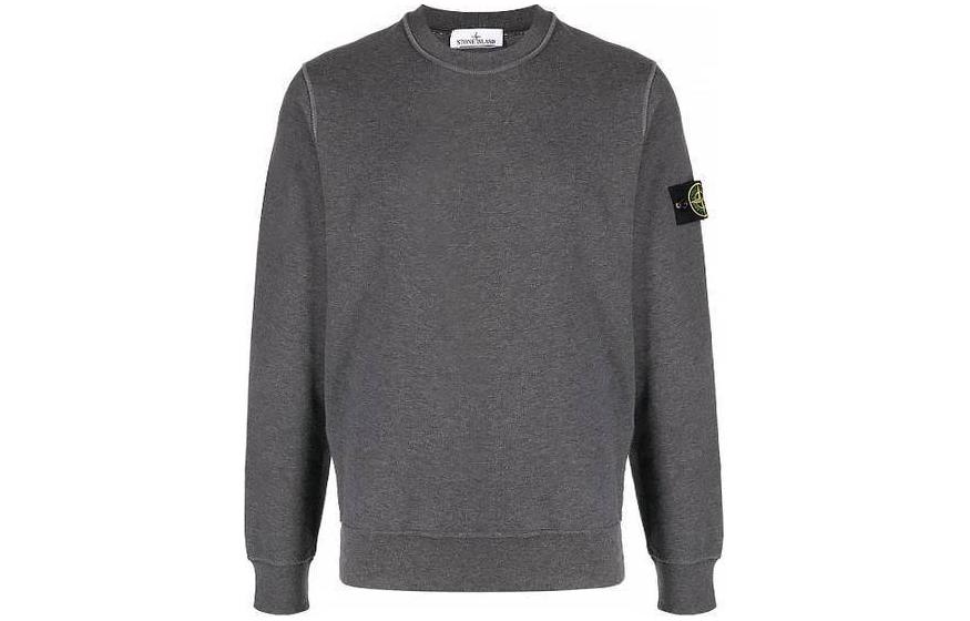 Stone Island Logo Crewneck Long Sleeve Sweatshirt - Dark Gray 791563051-V0M67