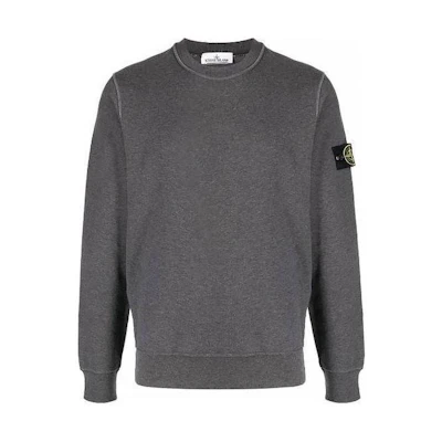 Stone Island Logo Crewneck Long Sleeve Sweatshirt - Dark Gray 791563051-V0M67