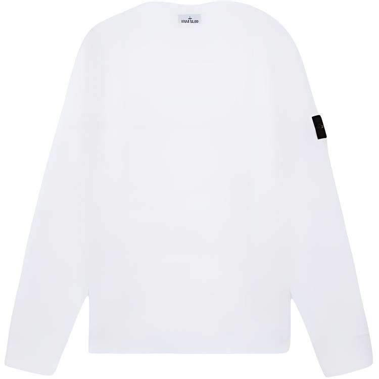 Stone Island Logo Crewneck Long Sleeve Sweatshirt White - 811563750-A0001