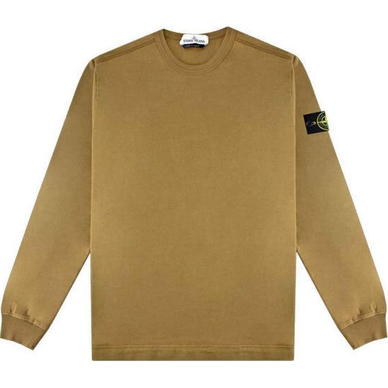 Stone Island Logo Crewneck Loose Fit Sweatshirt Khaki 731564450-V0071