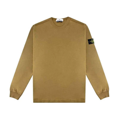 Stone Island Logo Crewneck Loose Fit Sweatshirt Khaki 731564450-V0071
