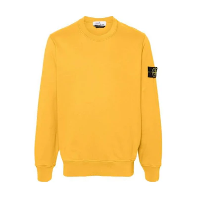 Stone Island Logo Crewneck Loose Pullover Long Sleeve Sweatshirt Yellow Mens 811563051-V0034