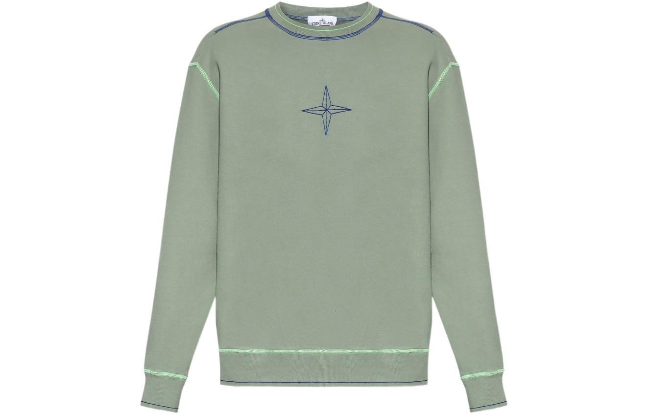 STONE ISLAND Logo Crewneck Oversized Long Sleeve Sweatshirt Green - 791560778-V0055