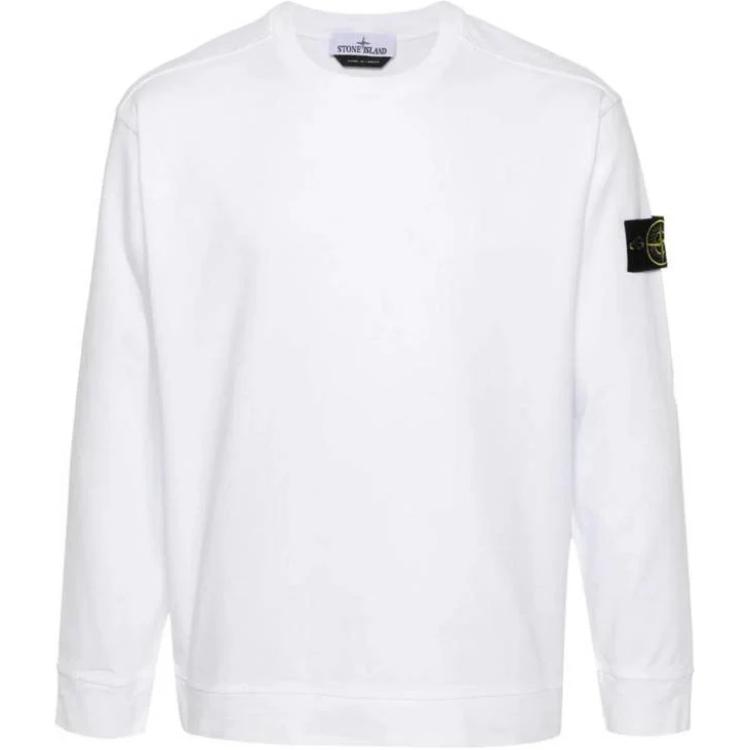 Stone Island Logo Crewneck Pullover Long Sleeve Sweatshirt Men’s White 801563750-A0001