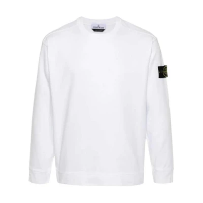 Stone Island Logo Crewneck Pullover Long Sleeve Sweatshirt Men’s White 801563750-A0001