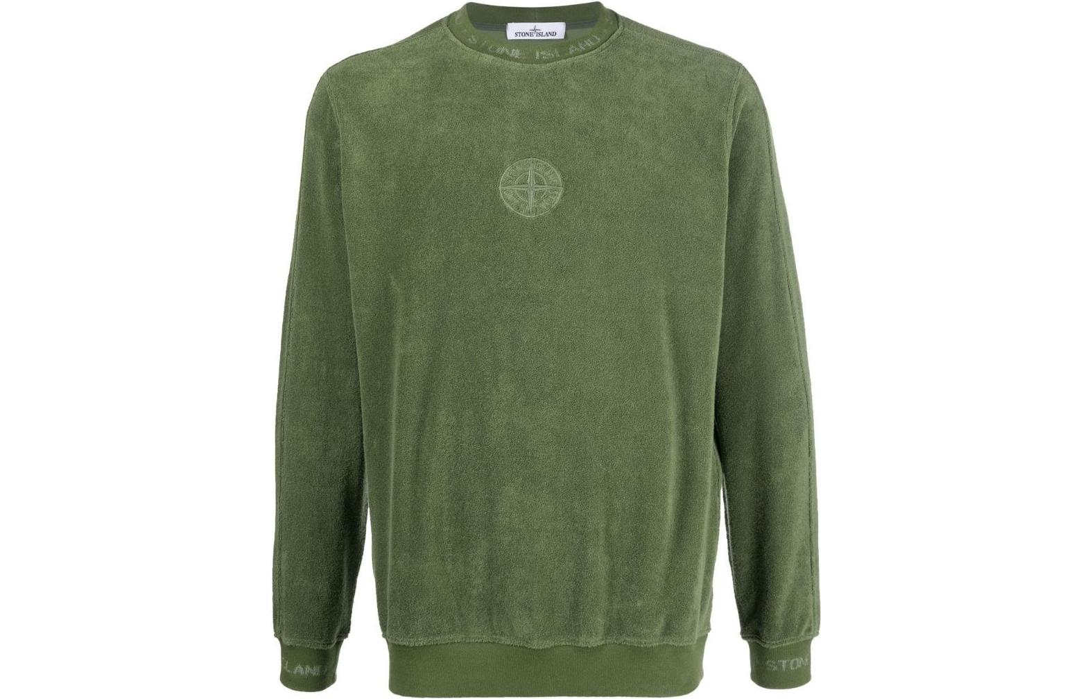 Stone Island Logo Crewneck Pullover Sweatshirt Men’s Green Long Sleeve 7615652E3-V0058