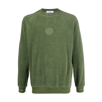 Stone Island Logo Crewneck Pullover Sweatshirt Men’s Green Long Sleeve 7615652E3-V0058